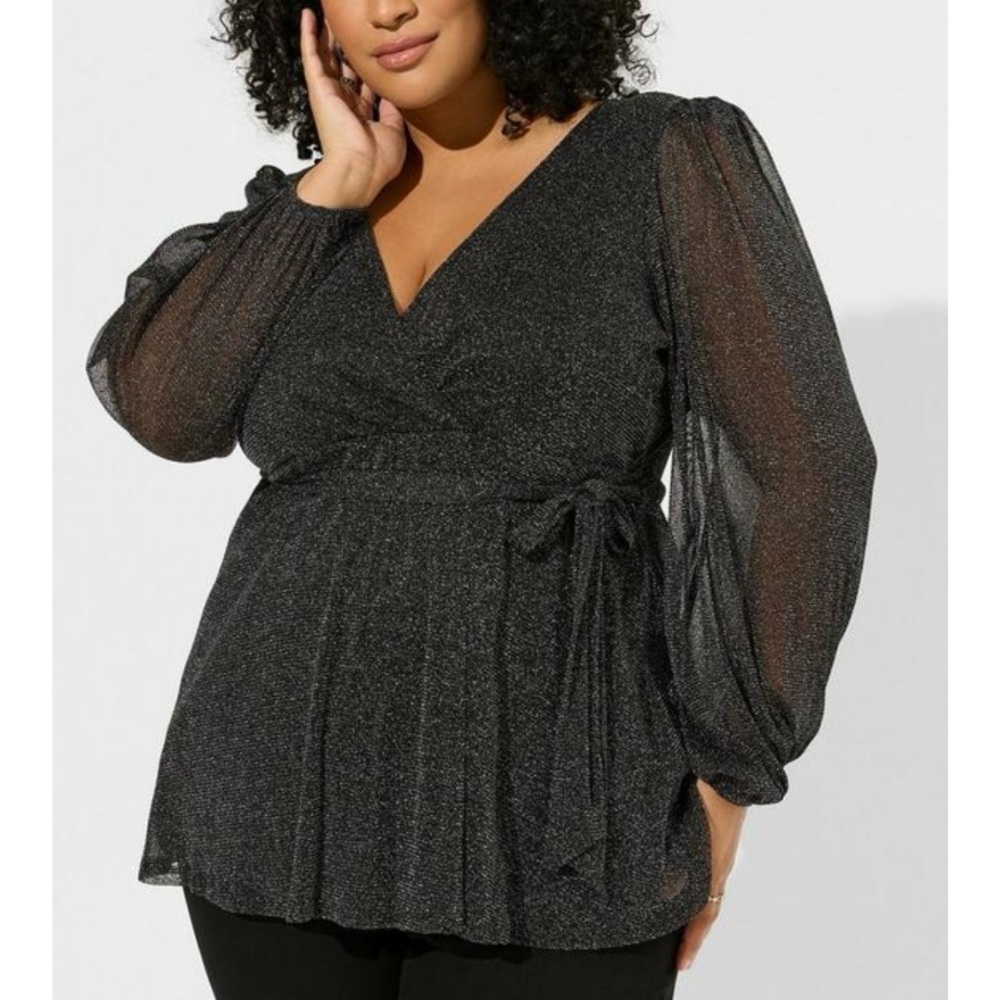 Knit Glitter Peplum Top